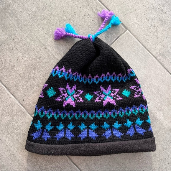 Vintage L.L. Bean 100% Wool Snowflake Knit Hat - Picture 3 of 6